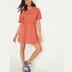 Old Navy Women's Sugar Poppy Waist-Defined Short-Sleeve Slub-Knit T-Shirt Dress
